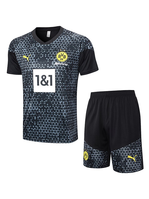 Borussia dortmund training jersey sportswear uniform men's soccer shirt football sports black kit top t-shirt 2023-2024